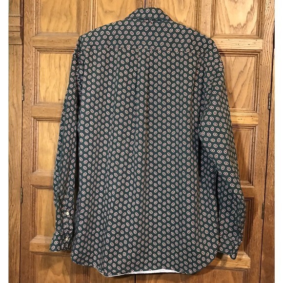 Tommy Hilfiger XL Oxford Button-Down Green Print‎ Shirt Pocket Flag & Crest Logo - Picture 10 of 12